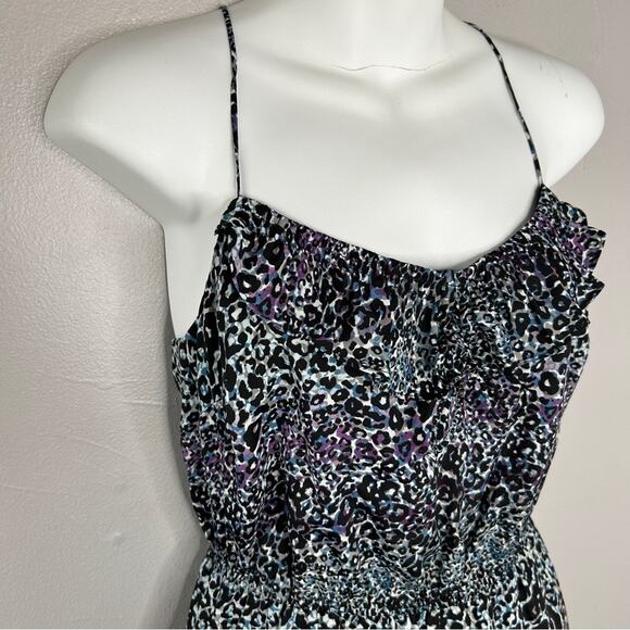 BCBGENERATION Mini Dress Womens Size XS Leopard Print Animal Ruffle Colorful - Picture 2 of 10